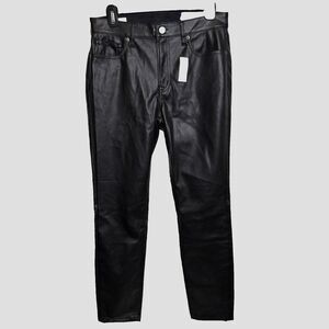 Gap True Skinny Mid Rise Vegan Leather Pants Black 28 Short NWT Biker Chic Edgy